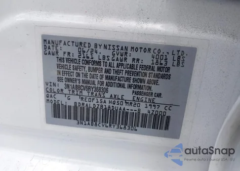 2024 Nissan Sentra Sv Xtronic Cvt from USA, damaged, VIN 3N1AB8CV6RY368306